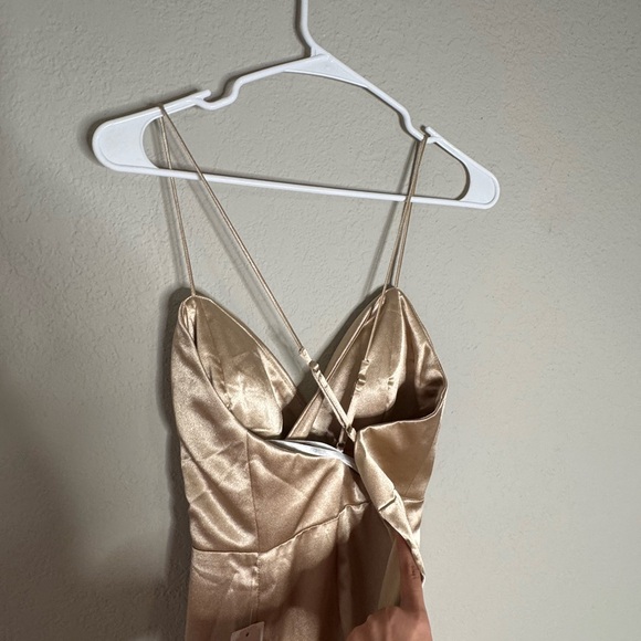 Elegant Gold Satin Evening Dress - Picture 9 of 10